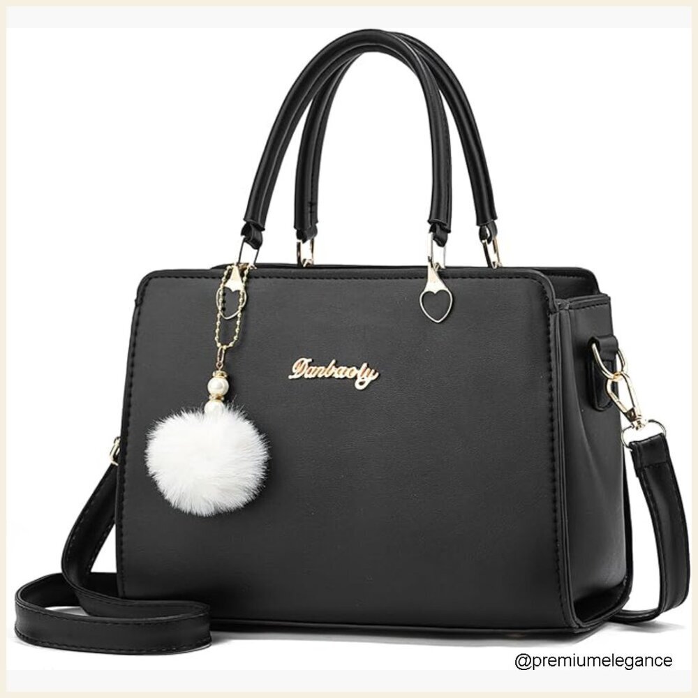 Small PU Leather Crossbody Satchel with Top Handle, Adjustable Strap